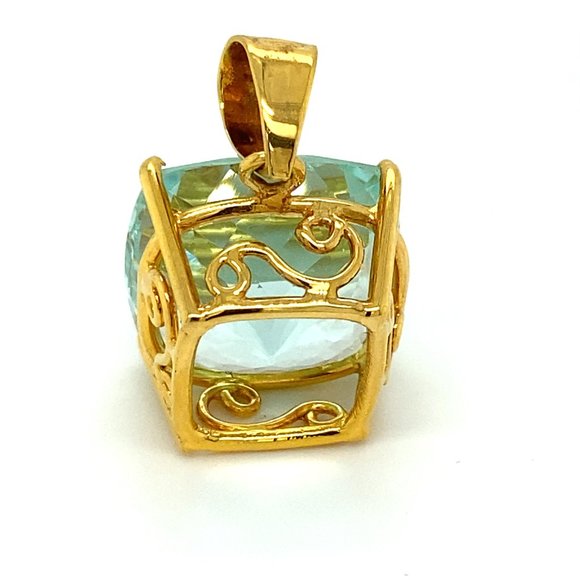 GIA Certified Aquamarine 24.15ct Solid 18K Pendant - Picture 4 of 7